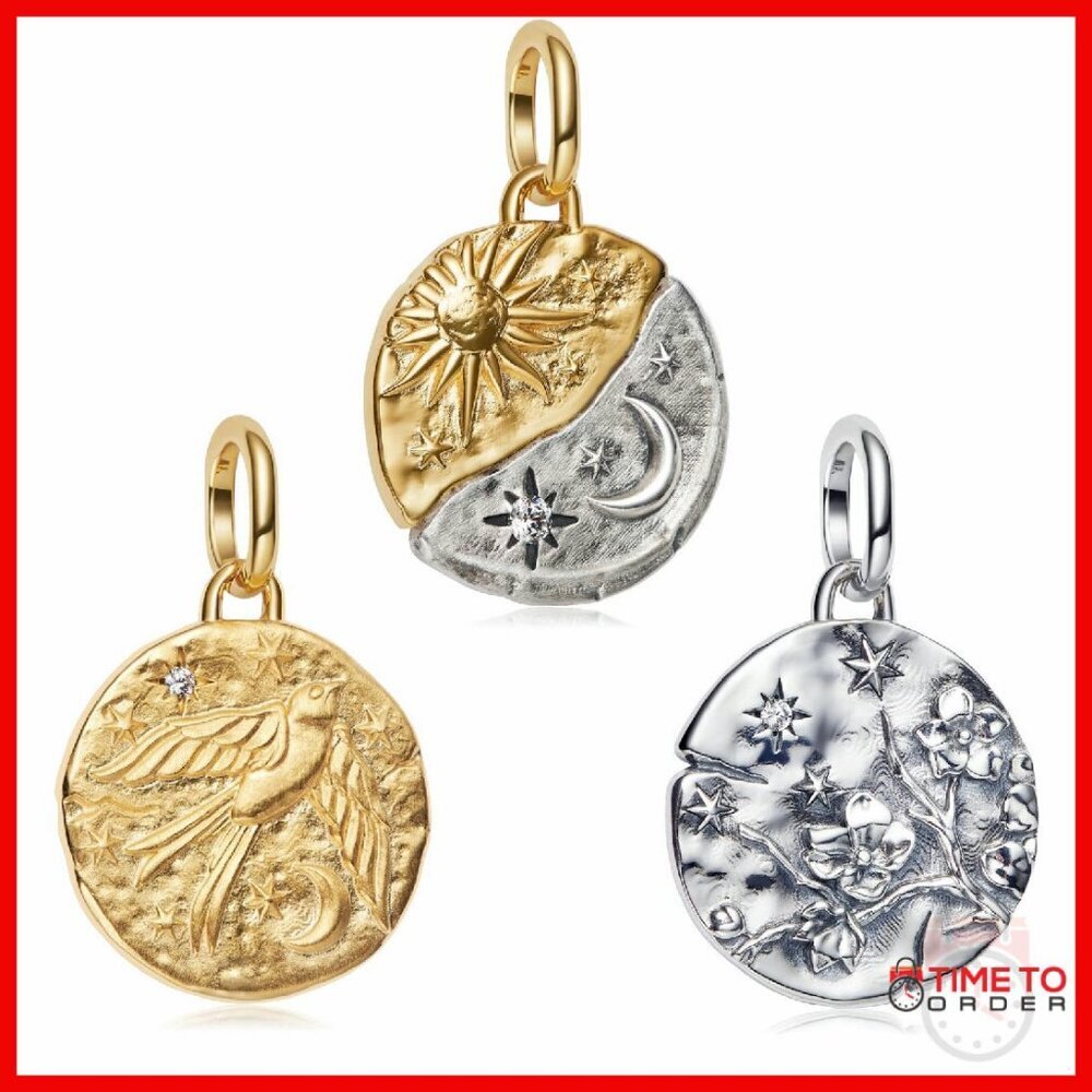 Sterling Silver Heart Charm Bead for Bracelets Necklaces S925 Jewelry